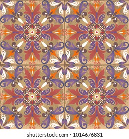 Colorful ethnic patterned background. Arabesque vector ornament