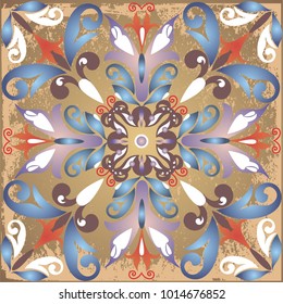Colorful ethnic patterned background. Arabesque vector ornament