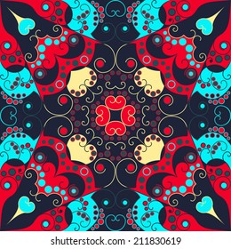 Colorful ethnic patterned background. Arabesque vector ornament
