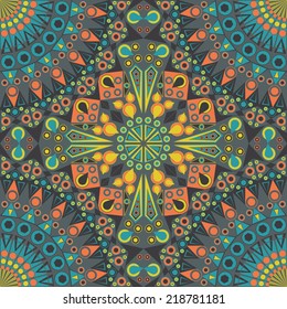 Colorful ethnic patterned background. Arabesque vector ornament