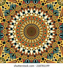 Colorful ethnic patterned background. Arabesque vector ornament