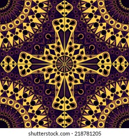 Colorful ethnic patterned background. Arabesque vector ornament