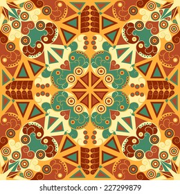 Colorful ethnic patterned background. Arabesque vector ornament