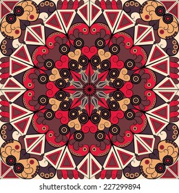 Colorful ethnic patterned background. Arabesque vector ornament