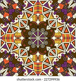 Colorful ethnic patterned background. Arabesque vector ornament