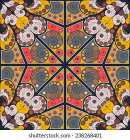 Colorful ethnic patterned background. Arabesque vector ornament