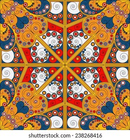 Colorful ethnic patterned background. Arabesque vector ornament