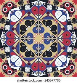 Colorful ethnic patterned background. Arabesque vector ornament