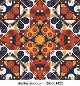 Colorful ethnic patterned background. Arabesque vector ornament