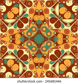 Colorful ethnic patterned background. Arabesque vector ornament