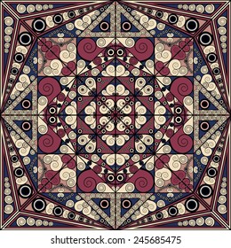 Colorful ethnic patterned background. Arabesque vector ornament