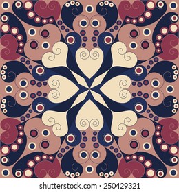 Colorful ethnic patterned background. Arabesque vector ornament