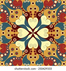 Colorful ethnic patterned background. Arabesque vector ornament