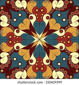 Colorful ethnic patterned background. Arabesque vector ornament
