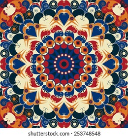 Colorful ethnic patterned background. Arabesque vector ornament