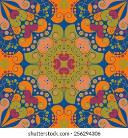 Colorful ethnic patterned background. Arabesque vector ornament