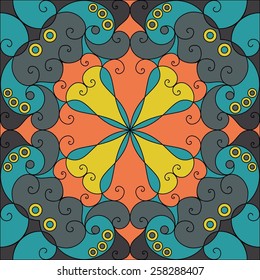 Colorful ethnic patterned background. Arabesque vector ornament
