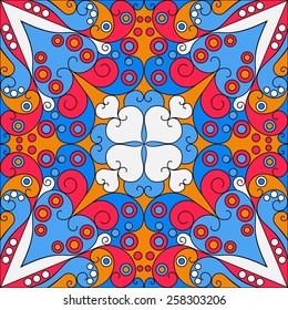 Colorful ethnic patterned background. Arabesque vector ornament