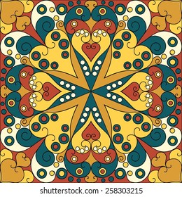 Colorful ethnic patterned background. Arabesque vector ornament