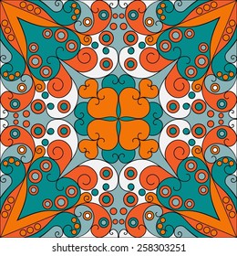 Colorful ethnic patterned background. Arabesque vector ornament