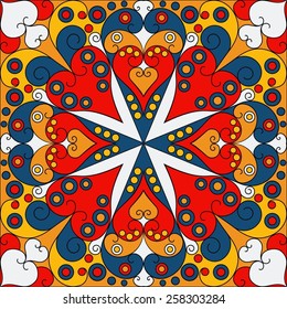 Colorful ethnic patterned background. Arabesque vector ornament