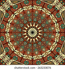 Colorful ethnic patterned background. Arabesque vector ornament