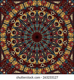 Colorful ethnic patterned background. Arabesque vector ornament