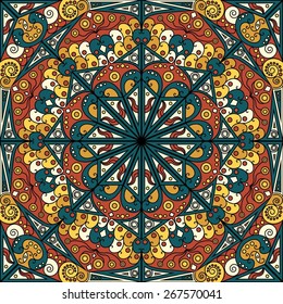 Colorful ethnic patterned background. Arabesque vector ornament