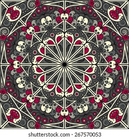 Colorful ethnic patterned background. Arabesque vector ornament
