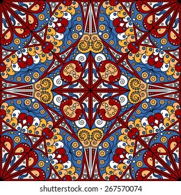 Colorful ethnic patterned background. Arabesque vector ornament