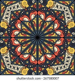 Colorful ethnic patterned background. Arabesque vector ornament