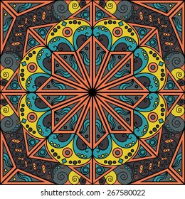 Colorful ethnic patterned background. Arabesque vector ornament