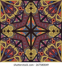 Colorful ethnic patterned background. Arabesque vector ornament