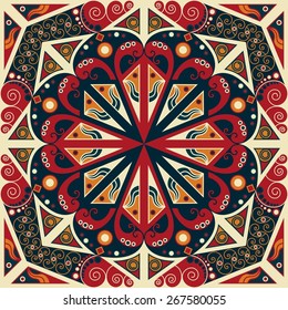 Colorful ethnic patterned background. Arabesque vector ornament