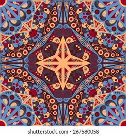 Colorful ethnic patterned background. Arabesque vector ornament