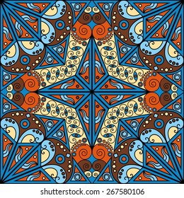 Colorful ethnic patterned background. Arabesque vector ornament