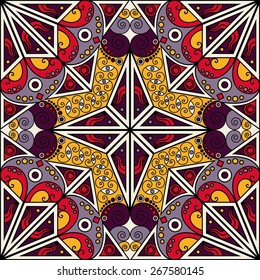 Colorful ethnic patterned background. Arabesque vector ornament
