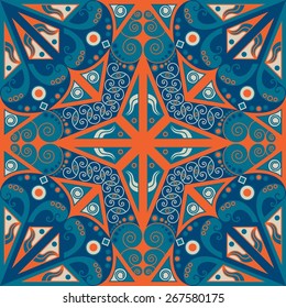 Colorful ethnic patterned background. Arabesque vector ornament