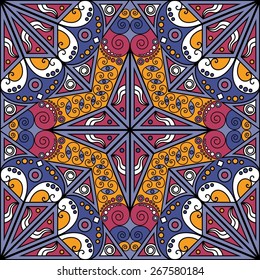 Colorful ethnic patterned background. Arabesque vector ornament