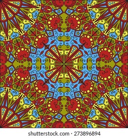 Colorful ethnic patterned background. Arabesque vector ornament