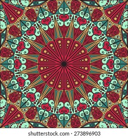 Colorful ethnic patterned background. Arabesque vector ornament