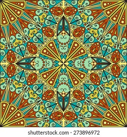 Colorful ethnic patterned background. Arabesque vector ornament