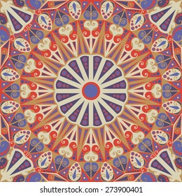Colorful ethnic patterned background. Arabesque vector ornament