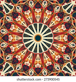Colorful ethnic patterned background. Arabesque vector ornament