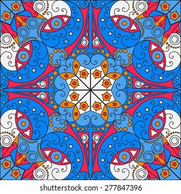 Colorful ethnic patterned background. Arabesque vector ornament