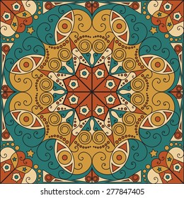 Colorful ethnic patterned background. Arabesque vector ornament