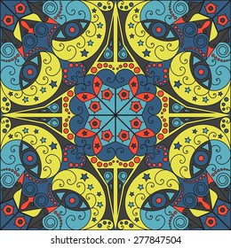 Colorful ethnic patterned background. Arabesque vector ornament