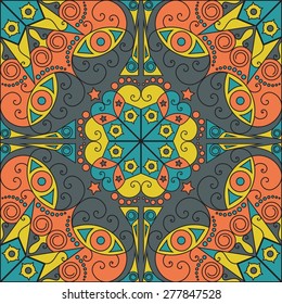 Colorful ethnic patterned background. Arabesque vector ornament