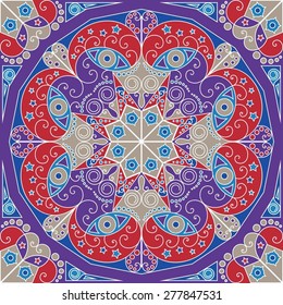 Colorful ethnic patterned background. Arabesque vector ornament