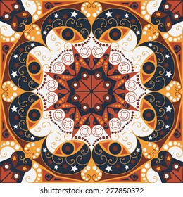 Colorful ethnic patterned background. Arabesque vector ornament